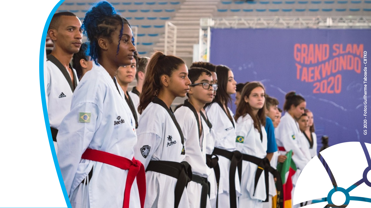 Atletas de Taekwondo durante competição